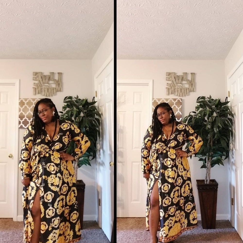 Black & Gold Satin Dress